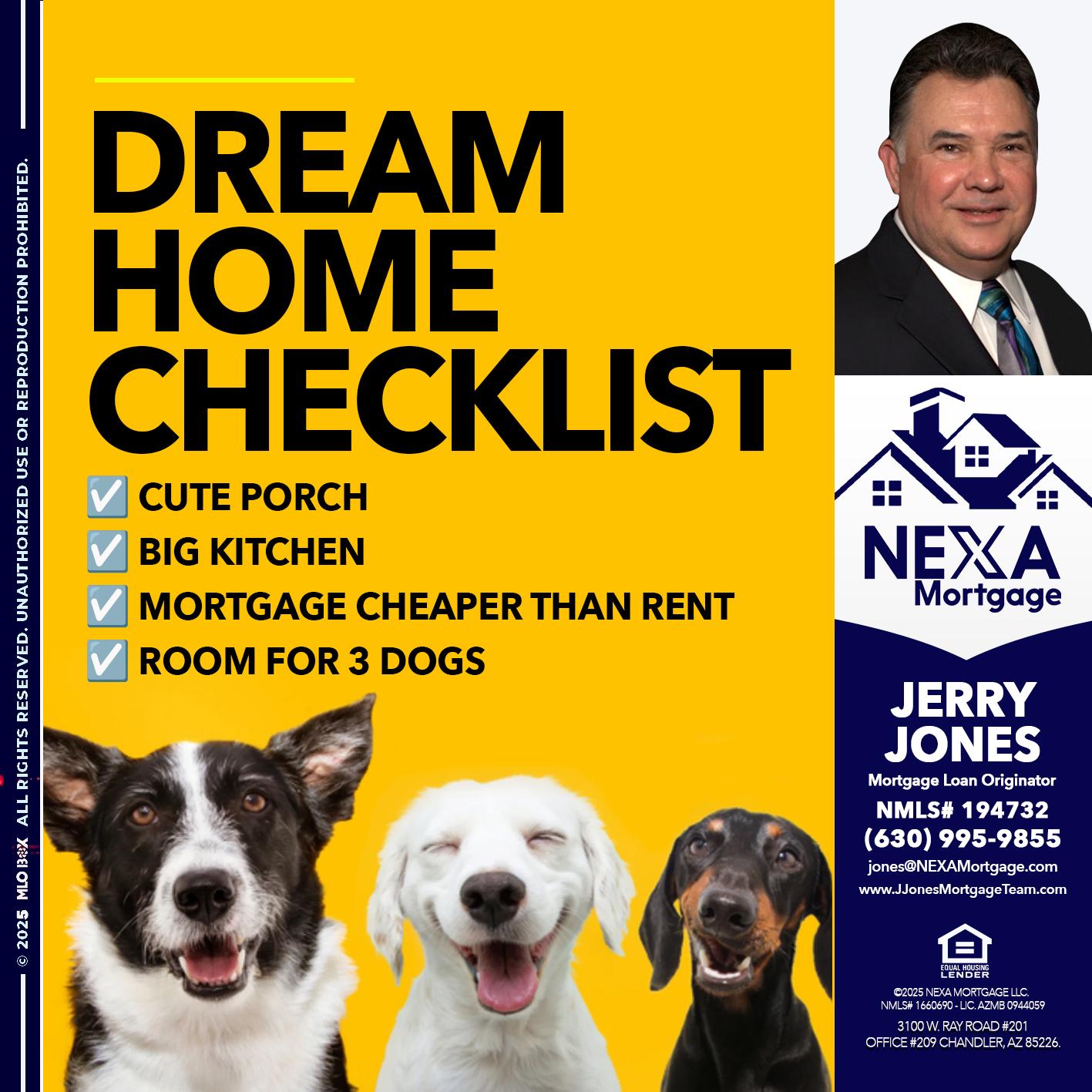 DREAM HOME CHEK LIST - Jerry Jones -Mortgage Loan Originator