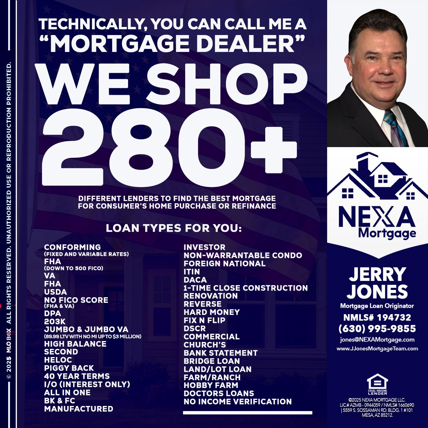 WE SHOP 280 + - Jerry Jones -Mortgage Loan Originator