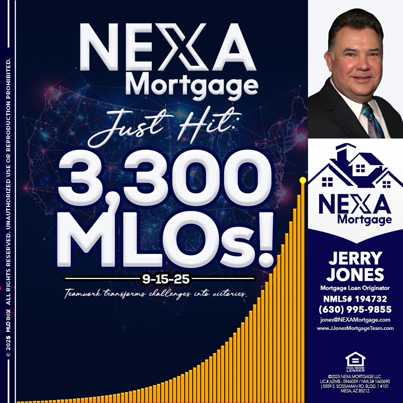 NEXA JUST HIT 3300 MLOS - Jerry Jones -Mortgage Loan Originator