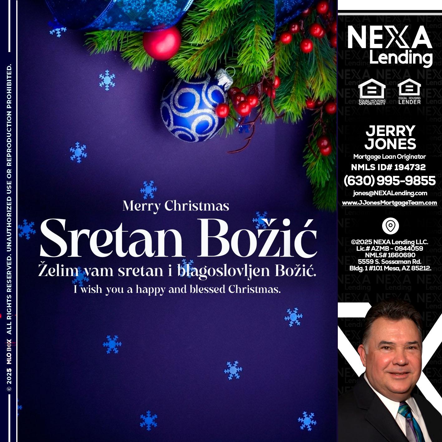 Sretan Božić - Jerry Jones -Mortgage Loan Originator