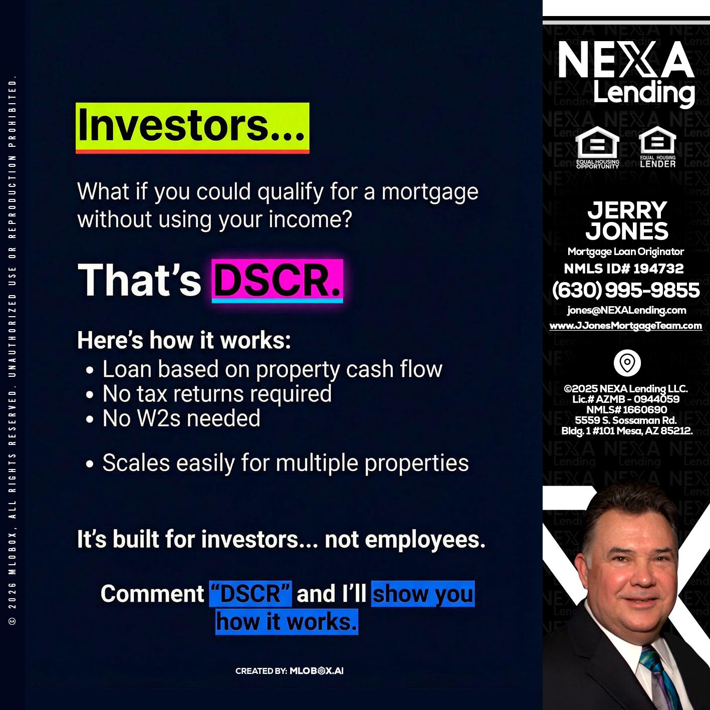 INVESTORS - Jerry Jones -Mortgage Loan Originator