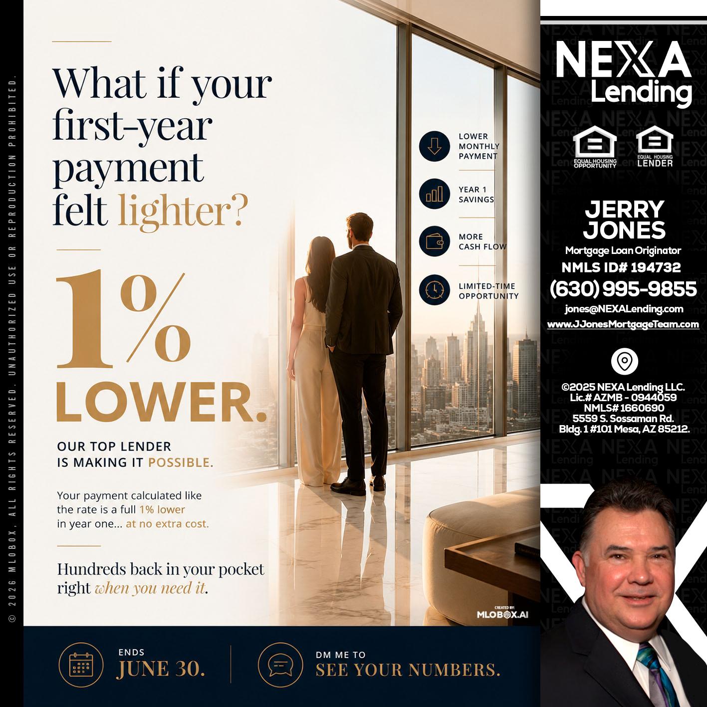 1% lower - Jerry Jones -Mortgage Loan Originator