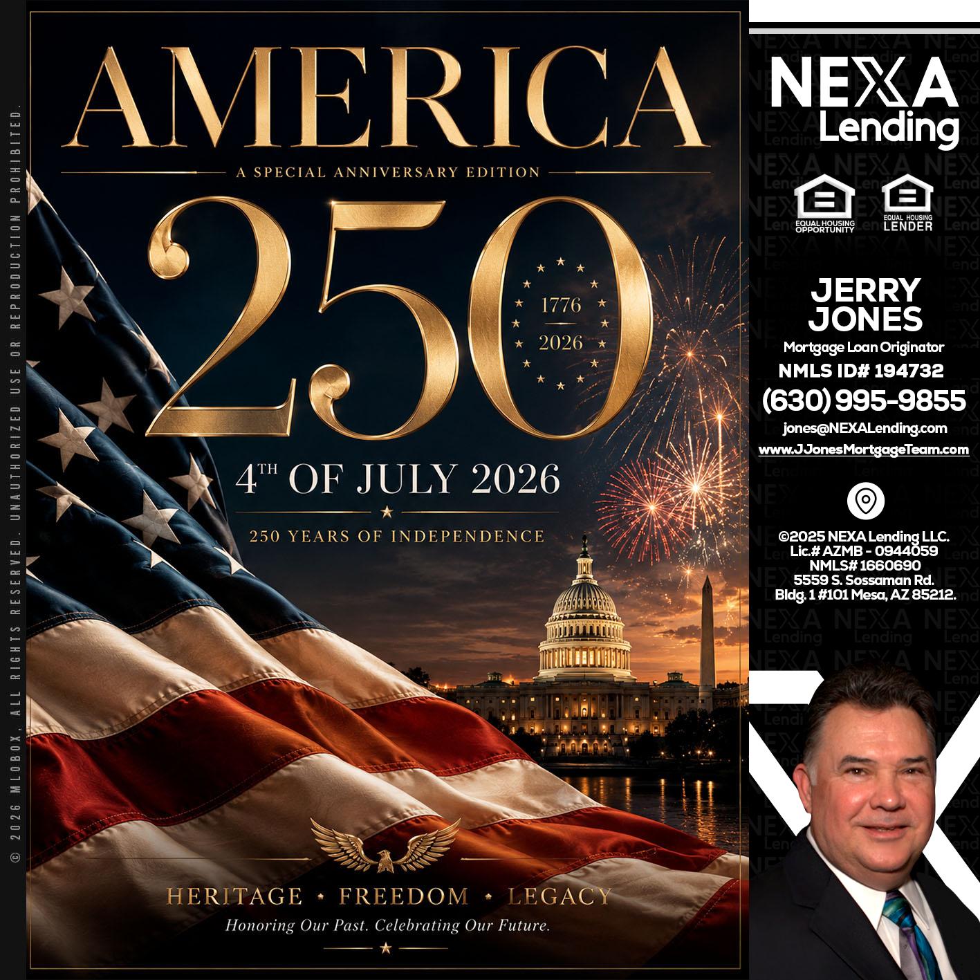 AMERICA 250 TH - Jerry Jones -Mortgage Loan Originator
